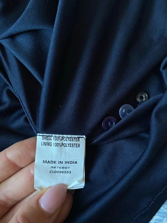 Navy Toile Print Shirt Dress Belted European Summer Style - Picture 6 of 8